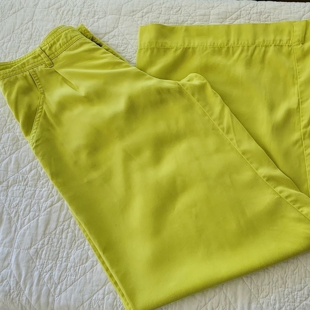 Anthropologie Bright Yellow Twill Wide Leg Trousers Pants Size 0